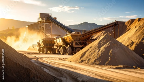 Sand Quarry with Conveyor and Dump Truck