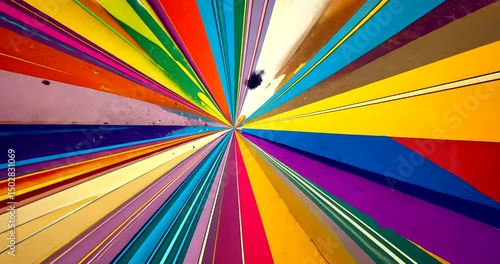 Multicolored radiating lines pattern