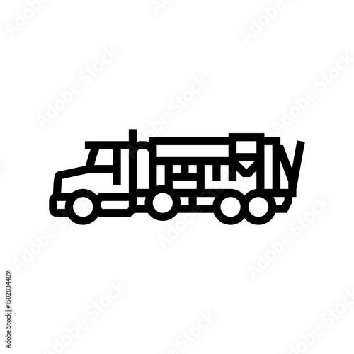 concrete mixer truck cement production line icon vector illustration