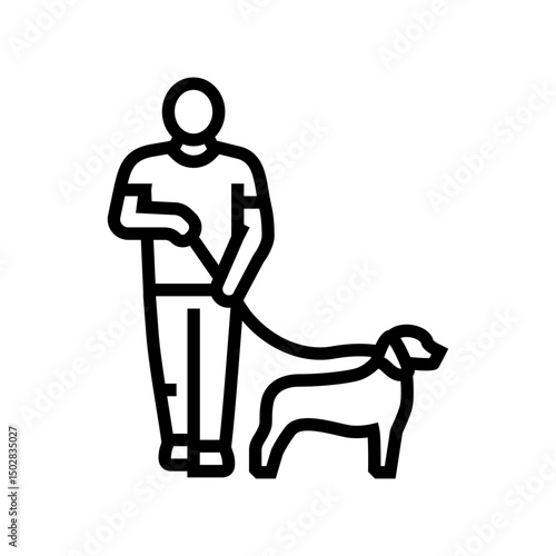 leash dog competition show line icon vector illustration