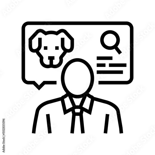judge dog competition show line icon vector illustration