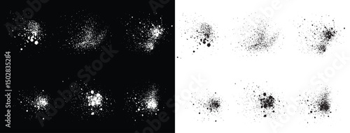 Collection of black and white paint ink blood splatter vector