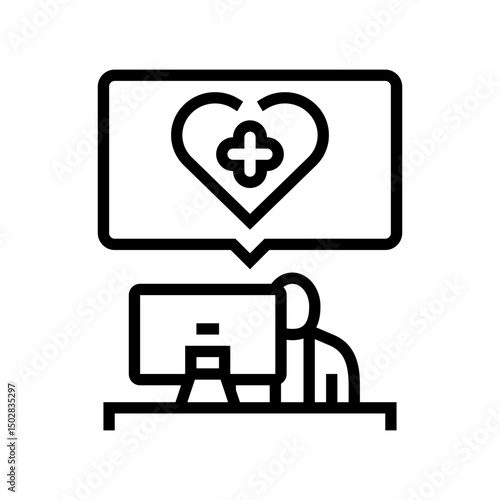 workplace wellness employee health line icon vector illustration