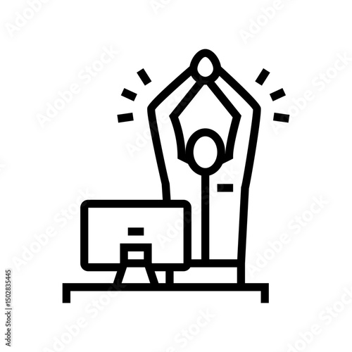 workplace stretching employee health line icon vector illustration