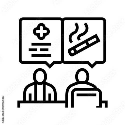 smoking cessation program employee health line icon vector illustration