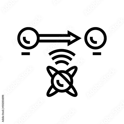teleportation quantum computer line icon vector illustration