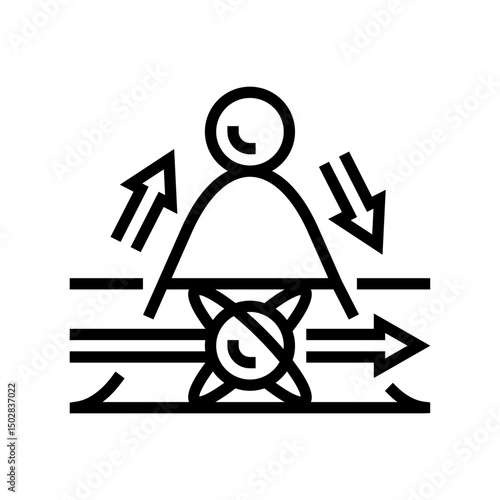 tunneling quantum computer line icon vector illustration