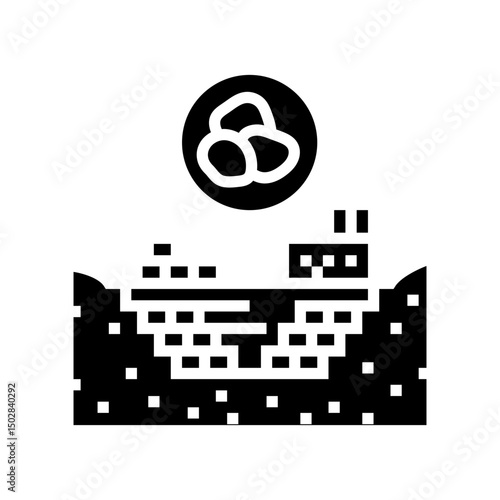 limestone quarry cement production glyph icon vector illustration