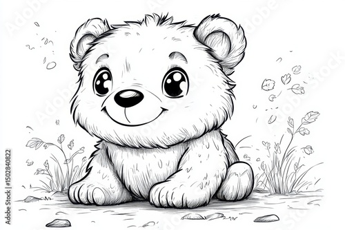 Adorable Baby Bear Cub Illustration Cute Cartoon Animal Drawing