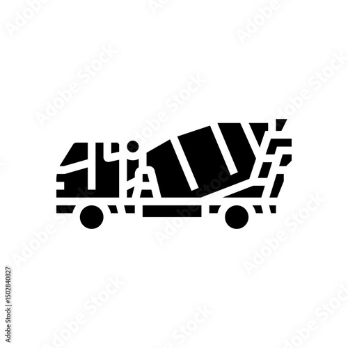 truck cement production glyph icon vector illustration