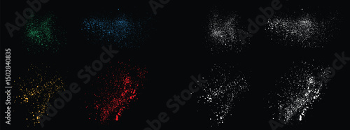 Collection of vector blue, green, red blood, orange and white bleeding splatter paint brush stroke background