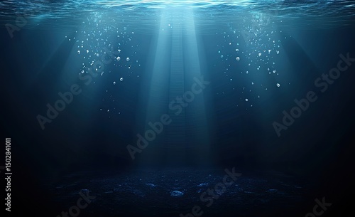 Underwater scene, light beams