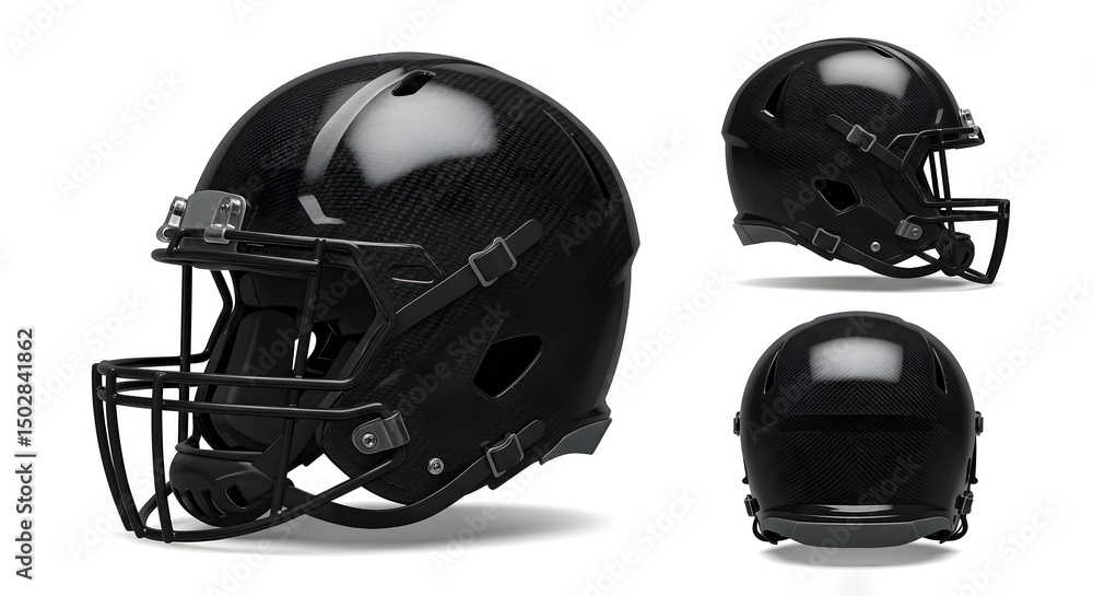 Fototapeta premium Black Carbon Fiber Football Helmet, Generative AI
