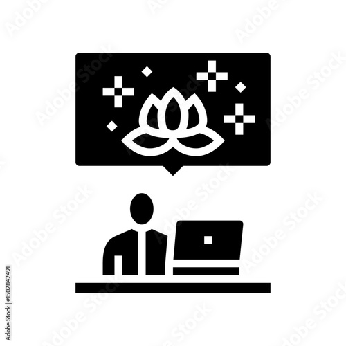 meditation and mindfulness employee health glyph icon vector illustration