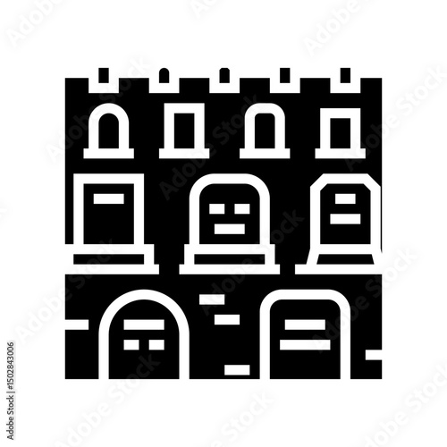 cemetery landscape mortality glyph icon vector illustration