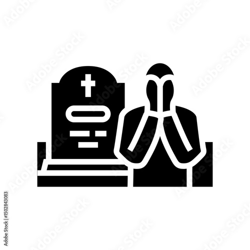 crying person grave mortality glyph icon vector illustration