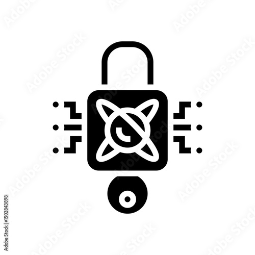 encryption lock quantum computer glyph icon vector illustration