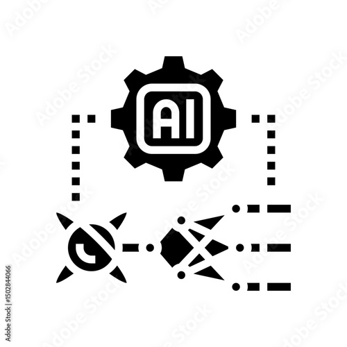 ai and computing merge quantum computer glyph icon vector illustration