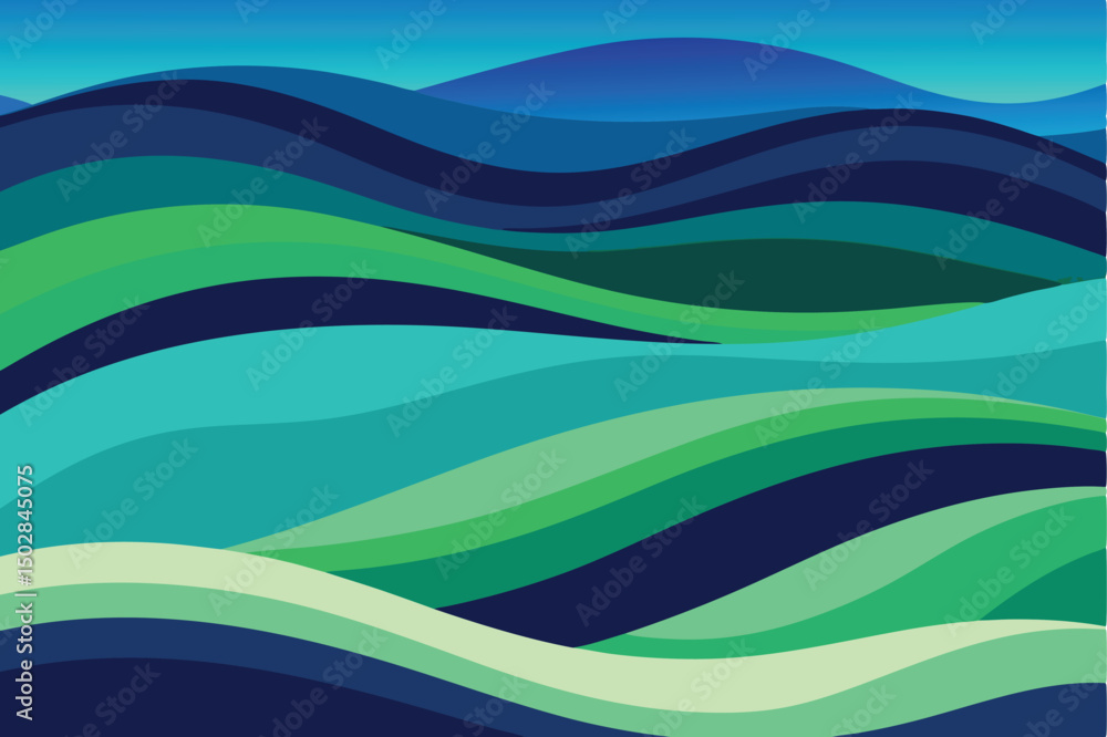 Abstract wavy stripes in shades of blue and green illustration Abstract wavy stripes in shades of blue and green illustration
