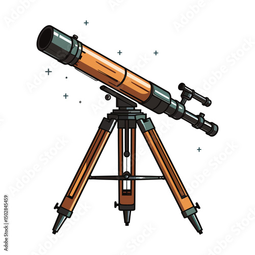 Telescope silhouette vector art, icon, and graphic illustration
