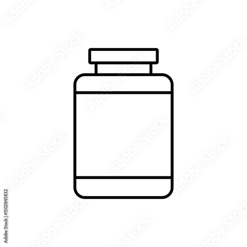 Protein powder container bottle line icon isolated on white background