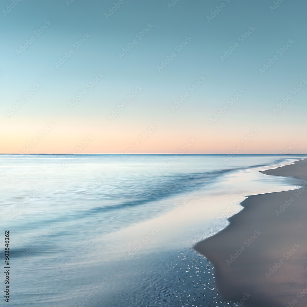 Fototapeta premium Sunset magic over ocean with stillness and color high resolution picture