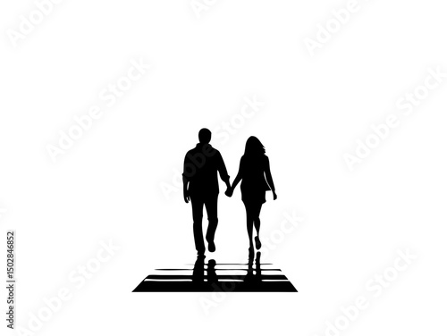 Atmospheric Silhouette Of A Couple Holding Hands