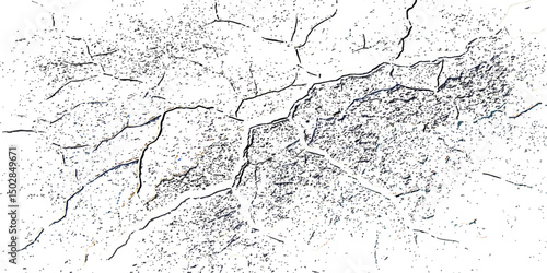 Abstract background. Graphic illustration with transparent background. Rustic cracked texture with many cracks and scratches.Abstract grunge black and white distressed texture background.

