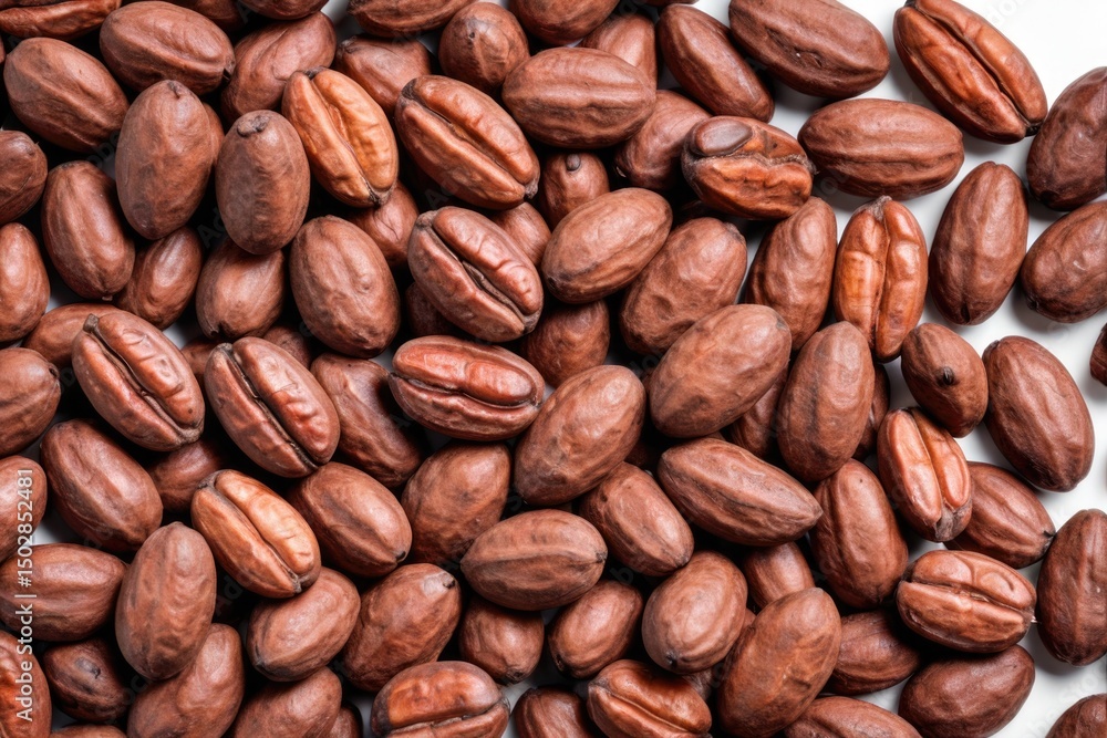 Fototapeta premium High-quality image of a pile of coffee beans in focus, great for use on food labels or as a background
