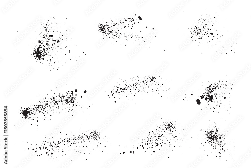 Fototapeta premium Bloody splatter set of grunge texture black blood vector paint isolated background