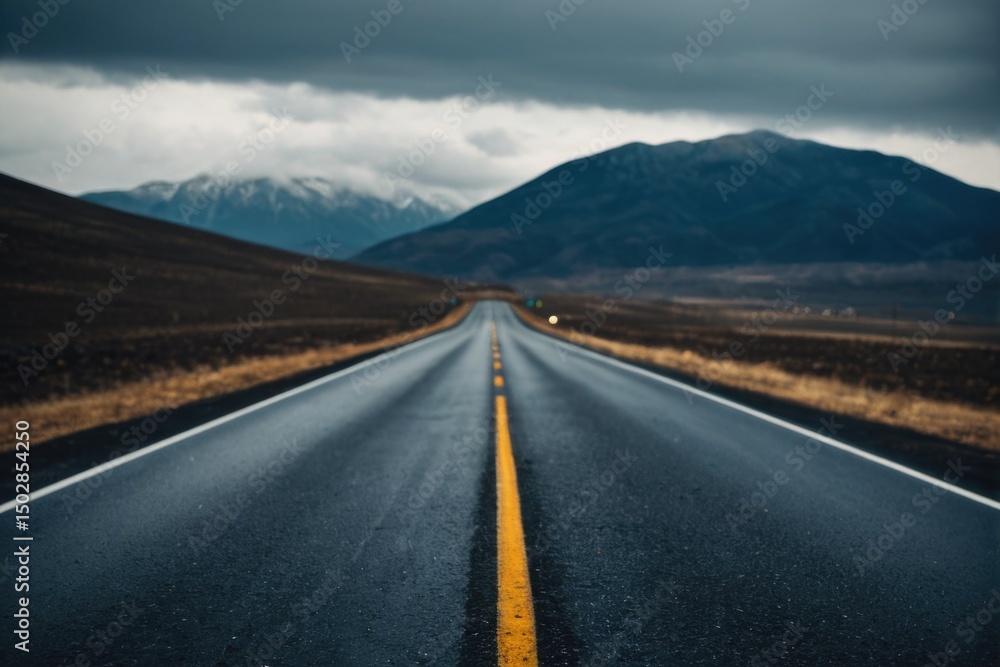 Fototapeta premium A deserted road winding through mountains