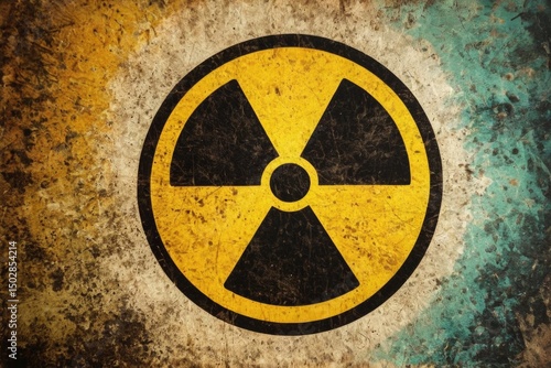 A radioactive symbol on a distressed grunge background