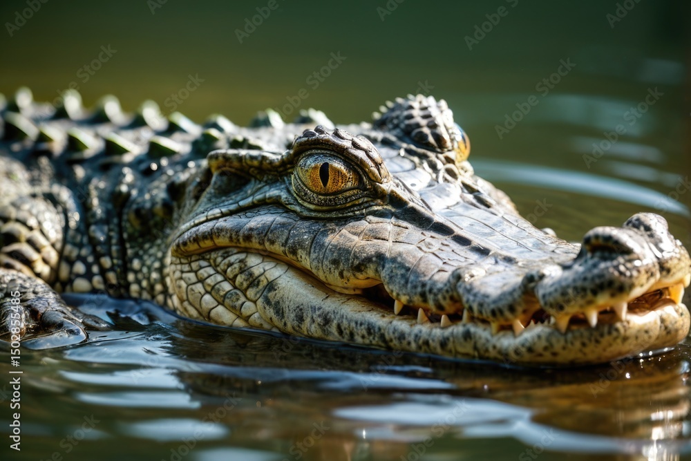 Obraz premium A close-up view of a crocodile swimming in the water