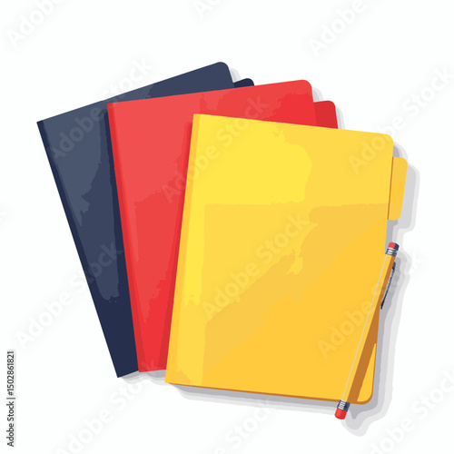 Colorful document folders arranged neatly on white background, organization