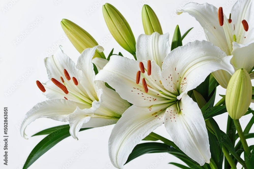 Fototapeta premium A still life image of a vase filled with white flowers sitting on a table