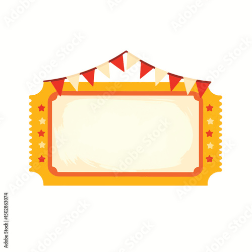 Festive carnival signboard with bunting on white background, celebration