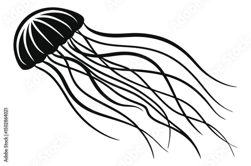 Jellyfish Silhouette with Flowing Tentacles