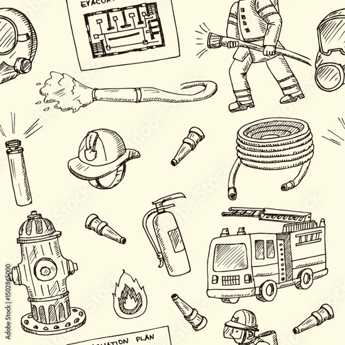 Hydrant hand drawn doodle set. Vector illustration. Isolated elements on white background. Symbol collection.