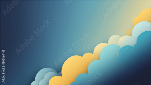 Bright blue sky with gold clouds on a clear sunny day