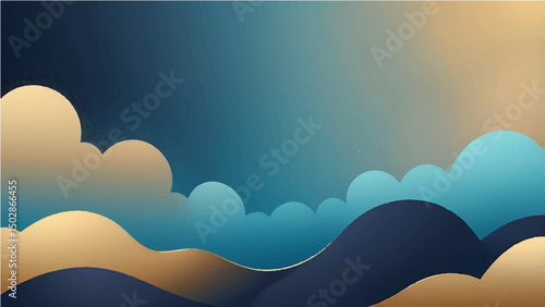 Bright blue sky with white clouds on a clear sunny day