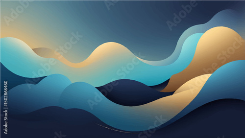 Abstract Blue Wave Background Design