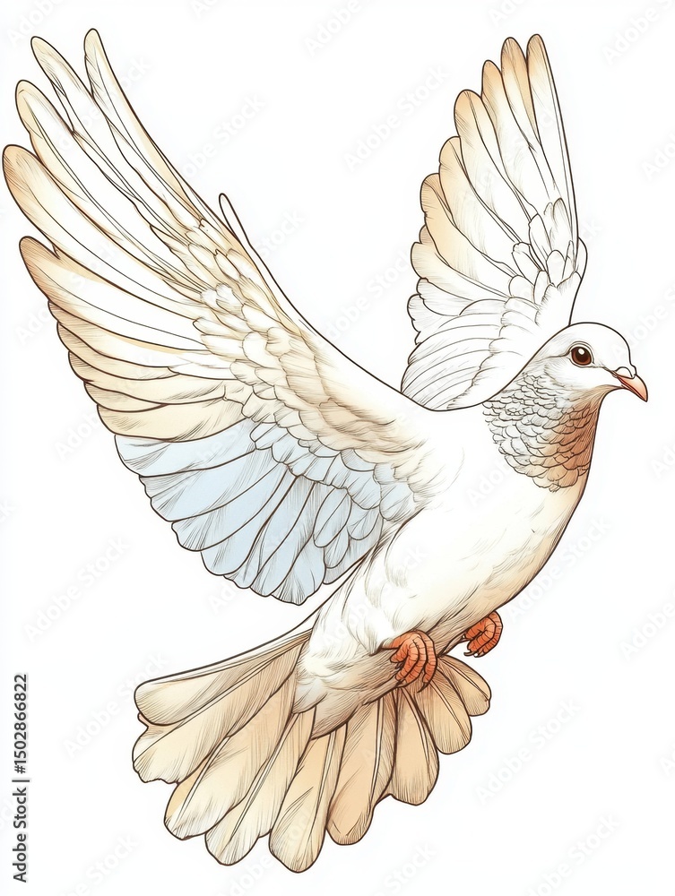 Obraz premium Elegant White Dove in Flight A Symbol of Peace and Hope