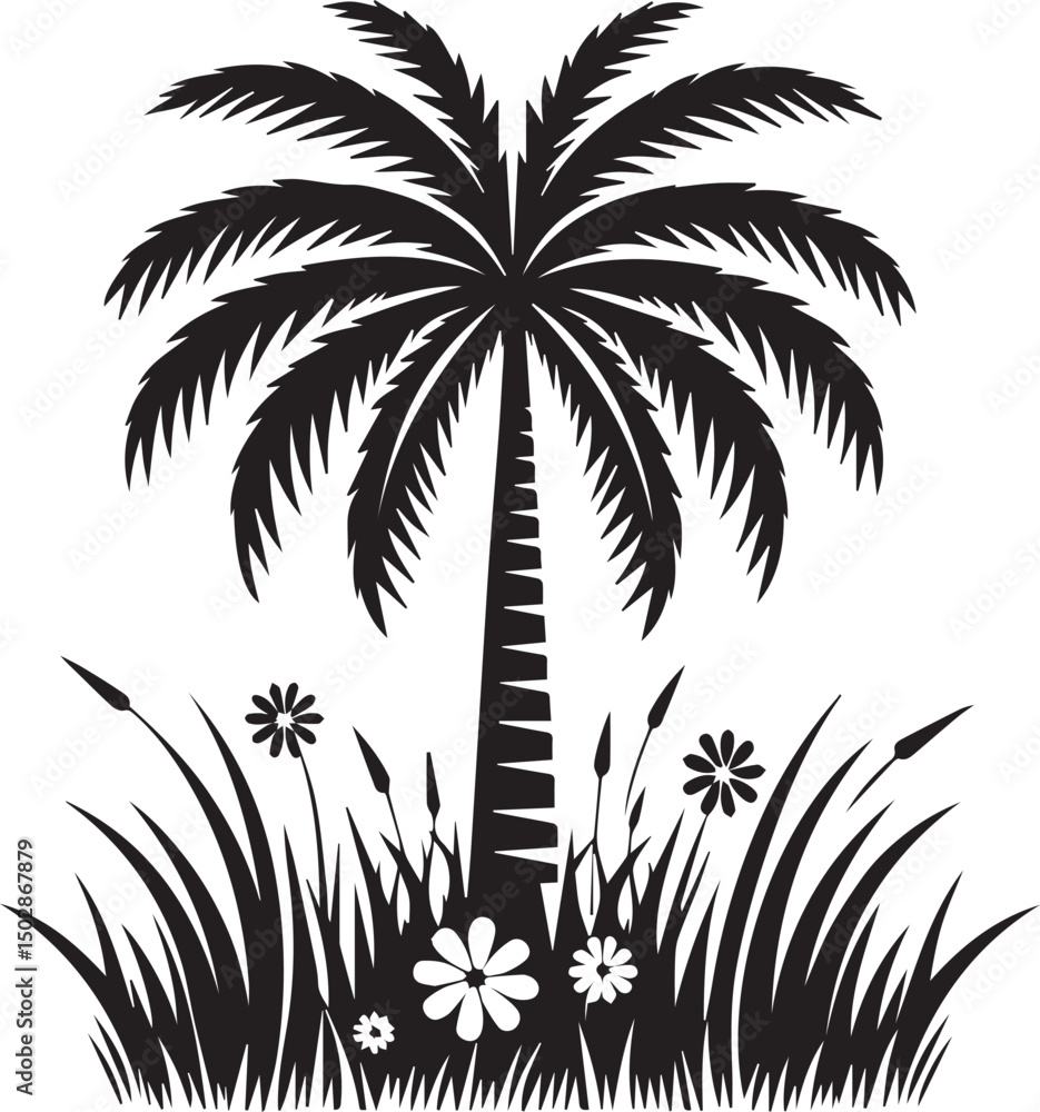 Obraz premium palm tree vector, palm tree silhouette vector, palm tree logo vector isolated on white background