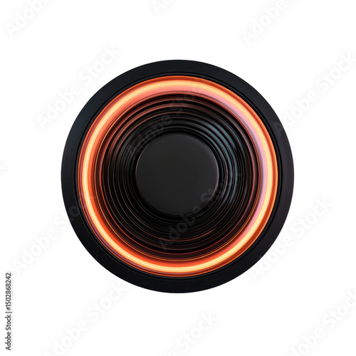 Abstract Circular Glowing Design - Black and Orange Concentric Circles