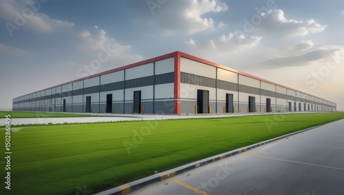 Wallpaper Mural Modern Industrial Warehouse Architecture with Sleek Design, Efficient Logistics, and Vibrant Red Accents for Contemporary Commercial Real Estate Development and Urban Facility Excellence Torontodigital.ca