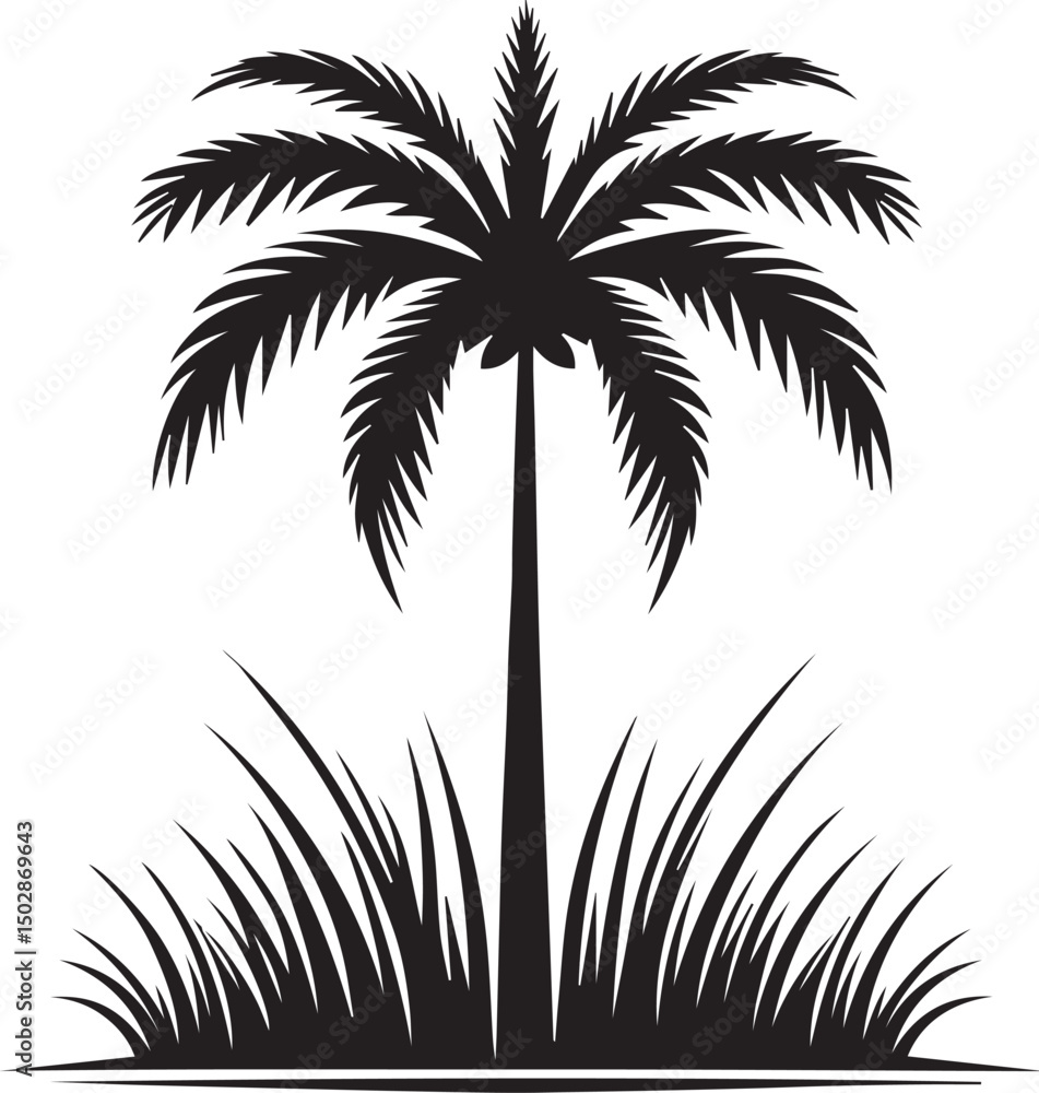 Obraz premium palm tree vector, palm tree silhouette vector, palm tree logo vector isolated on white background