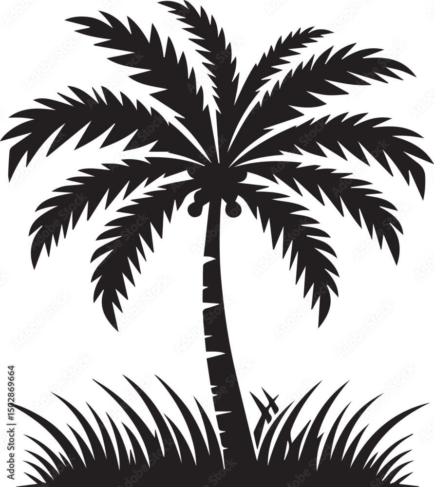 Obraz premium palm tree vector, palm tree silhouette vector, palm tree logo vector isolated on white background