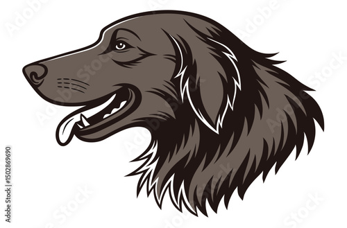 Long-Haired Dog Head Silhouette in Profile
