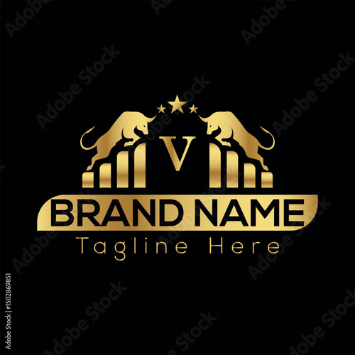 Real estate business logo design illustration with a unique symbol V letter logo design