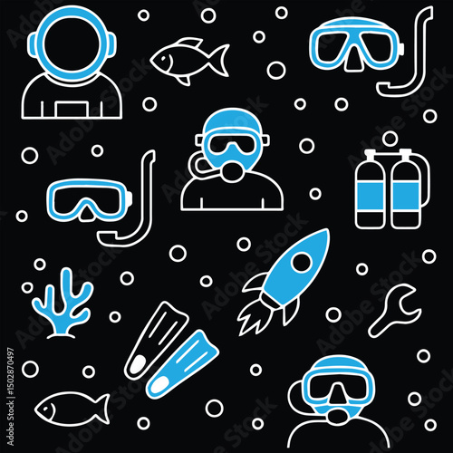 Scuba Diving Digital Art Pattern Design
